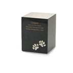 Monumental Memorials Pet Paws Pearl Inlay Black Cremation Urn - 115 cubic inches