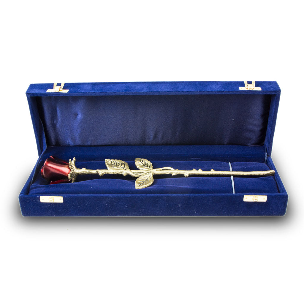 2752 crimson rose stem cremation keepsake in box