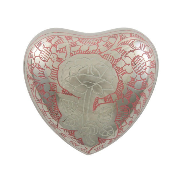 Shimmering rose heart cremation urn keepsake