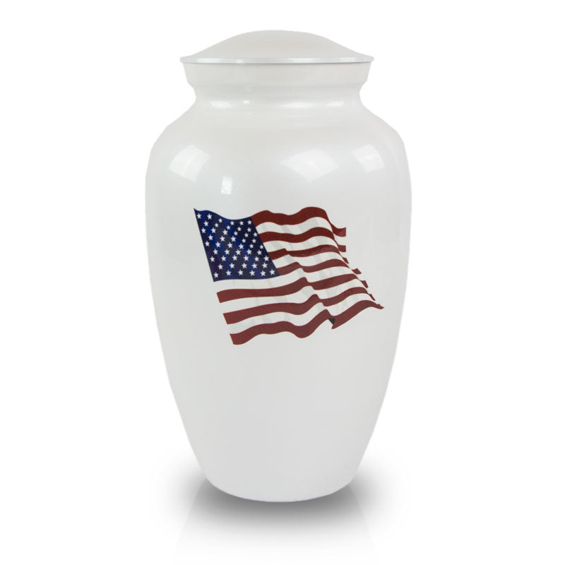 Military American Flag Bronze Cremation Urn large