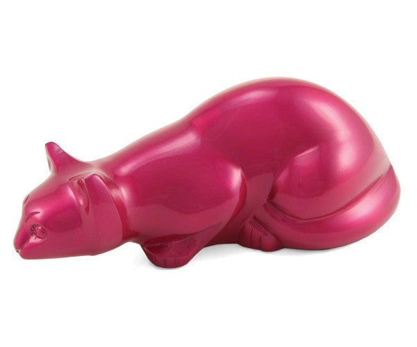 Magenta Pouncing Cat Cremation Urn