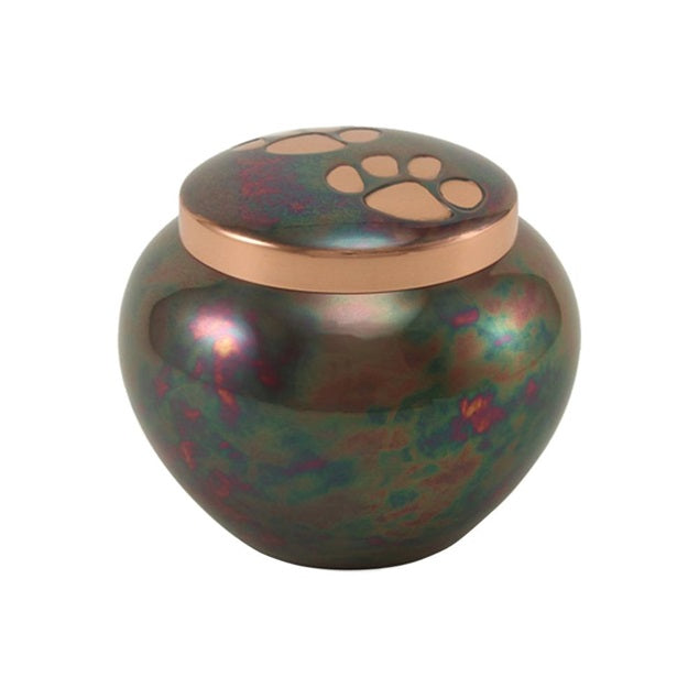 Raku paw print odyssey cremation urn