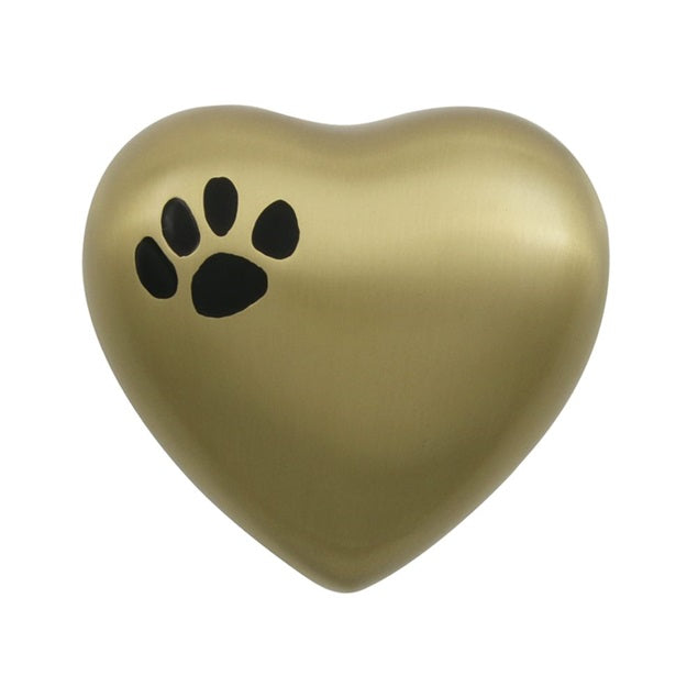 bronze paw print cremation urn heart