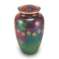 Raku paw print large cremation urn