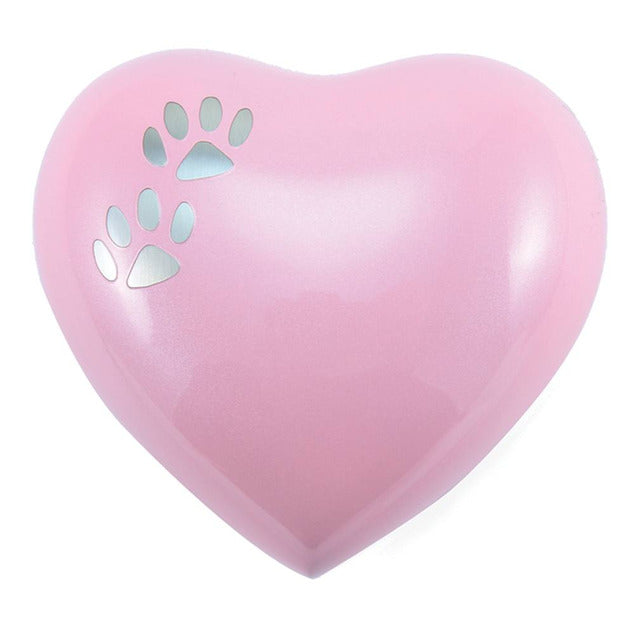 Arielle pink paw print heart pet cremation urn
