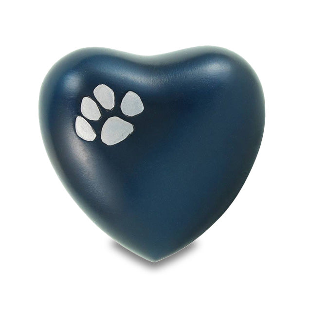 Pet Paw Classic Blue Heart Keepsake Cremation Urn