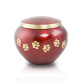 Small Odyssey paw print Pet Urns - Crimson