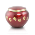Medium Odyssey paw print Pet cremation Urn - Crimson