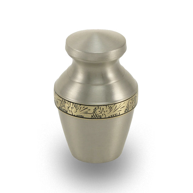 Avalon Pewter floral banded  Cremation Urn - Keepsake
