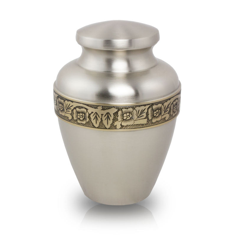 Avalon Pewter floral banded Cremation Urn - Medium