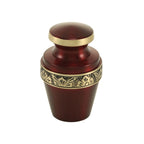 Grecian Crimson floral band gold cremation urn keepsake