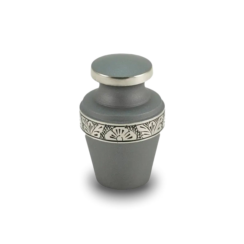 Grecian Floral Banded Pewter Keepsake Cremation Urn