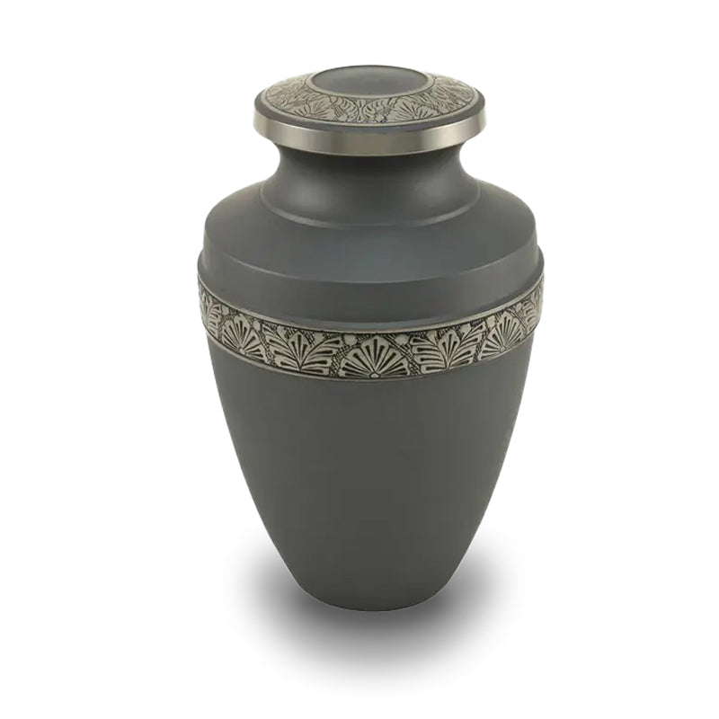Grecian Floral Band Large Cremation Urn Pewter
