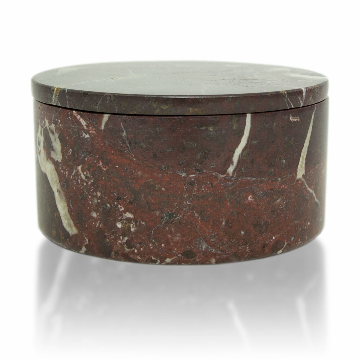 Red Funeral Box Red Marble Circular Cremation Urn - Keepsake Box – Bridges Memorials