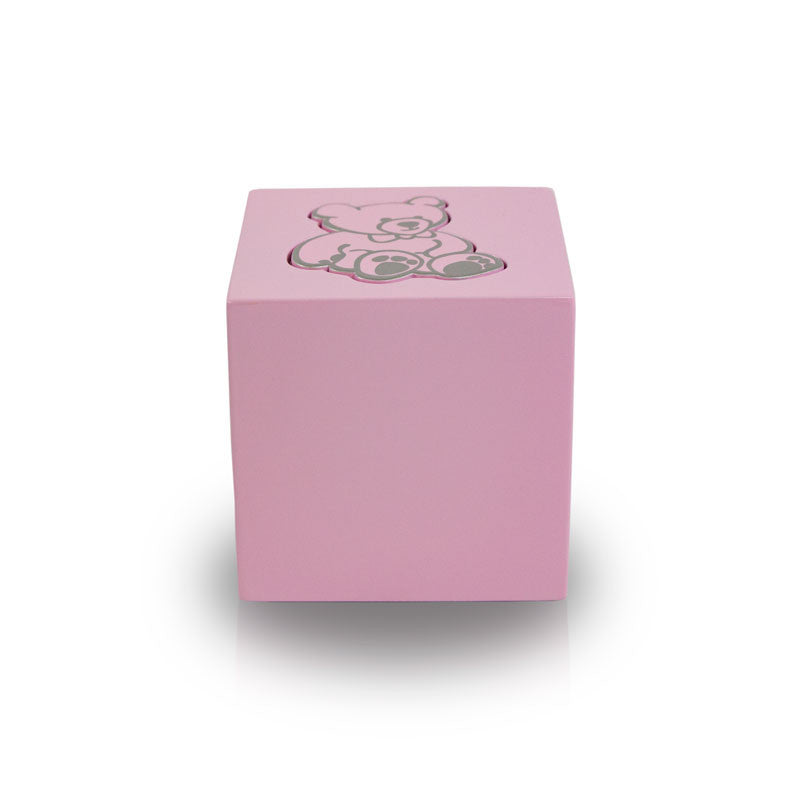 Baby Pink Teddy Bear Infant Cube cremation Urn