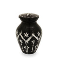 Garland drop black cremation urn keepsake