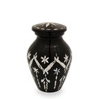 Garland drop black cremation urn keepsake