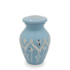Garland drop blue cremation urn keepsake