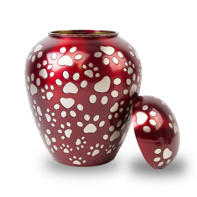 Paws of Love Pet cremation Urn - Red