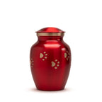 Glossy Red with Gold Paw Detail - 30 cubic inch Cremation Urn