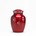 Glossy Red with Pewter Paw Detail - 30 cubic inch Cremation Urn