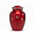 Glossy Red with Pewter Paw Detail - 70 cubic inch Cremation Urn