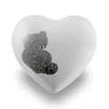 White Teddy Bear Heart Cremation Urn