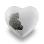 White Teddy Bear Heart Cremation Urn