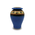 Blue paw print small pet cremation urn