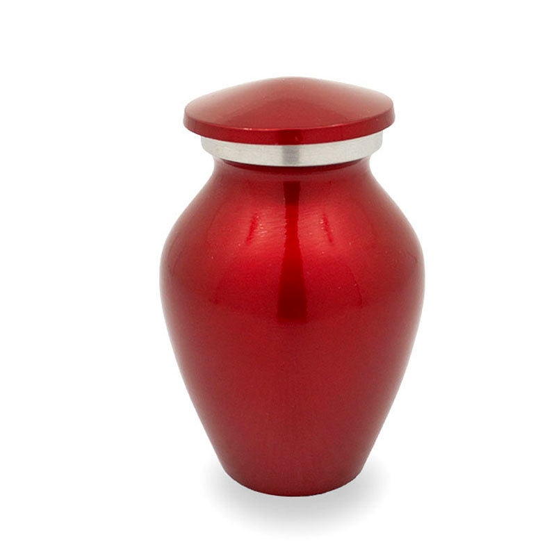 Deep red cremation urn keepsake