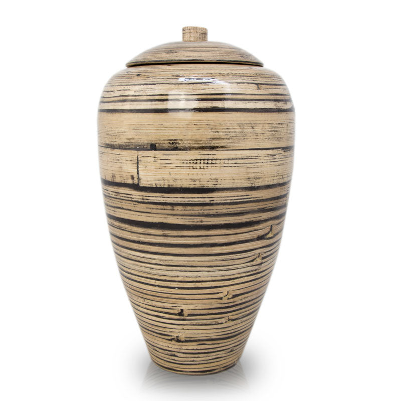 bamboo black and natural cremation urn
