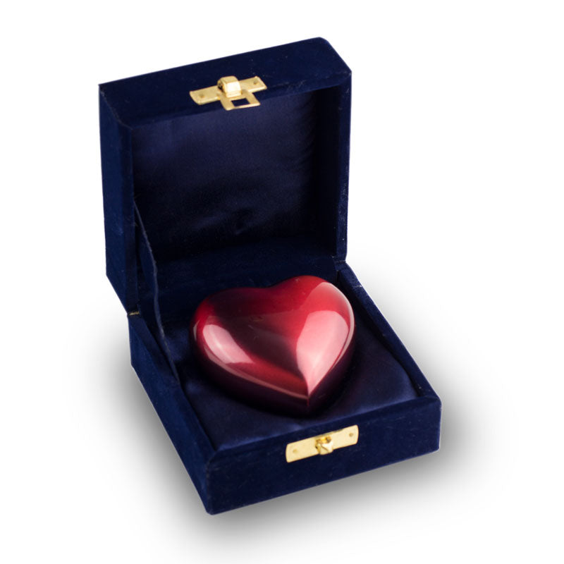 crimson heart cremation keepsake in box