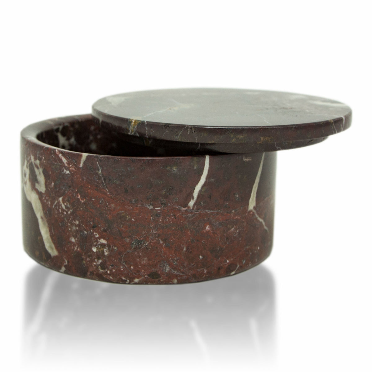 Red Funeral Box Red Marble Circular Cremation Urn - Keepsake Box – Bridges Memorials