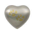Paw print pewter heart pet cremation urn
