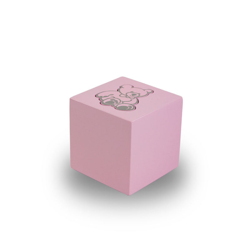 Baby Pink Teddy Bear Infant Cube Urn